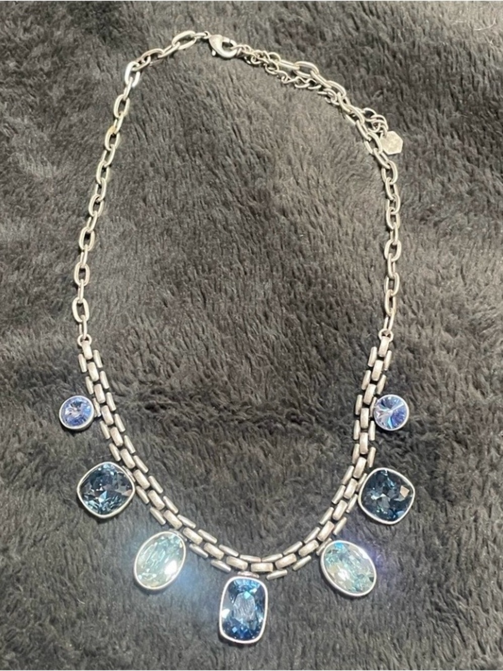Touchstone Crystal Silver-Tone Blue Multi-Stone Necklace